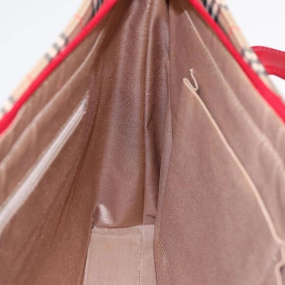 BURBERRY Nova Check Tote Bag Canvas Beige Red Auth - Picture 10 of 15